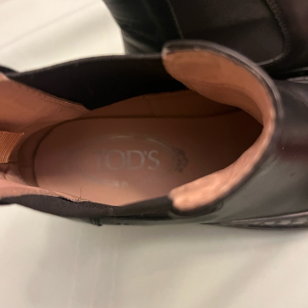 Tod's Black Leather Brogue Chelsea Boots size EU 35.5 US 5 - 5.5 - Picture 6 of 11